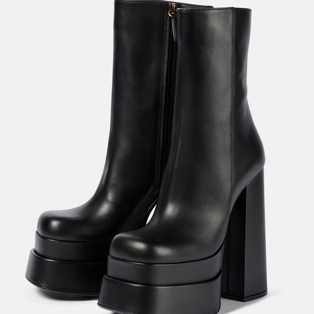 LOWEST! Versace Medusa Aevitas Leather Platform Boots - Picture 4 of 16